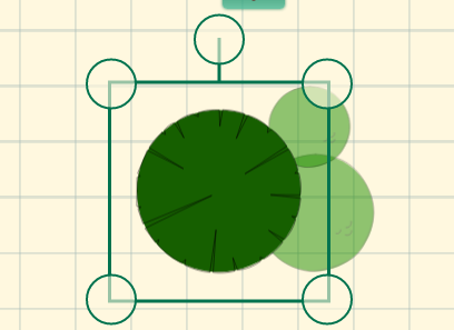 Controls visible on the edges of the shape