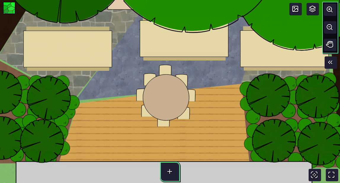 Design showing new flagstone, gravel, and deck patterns